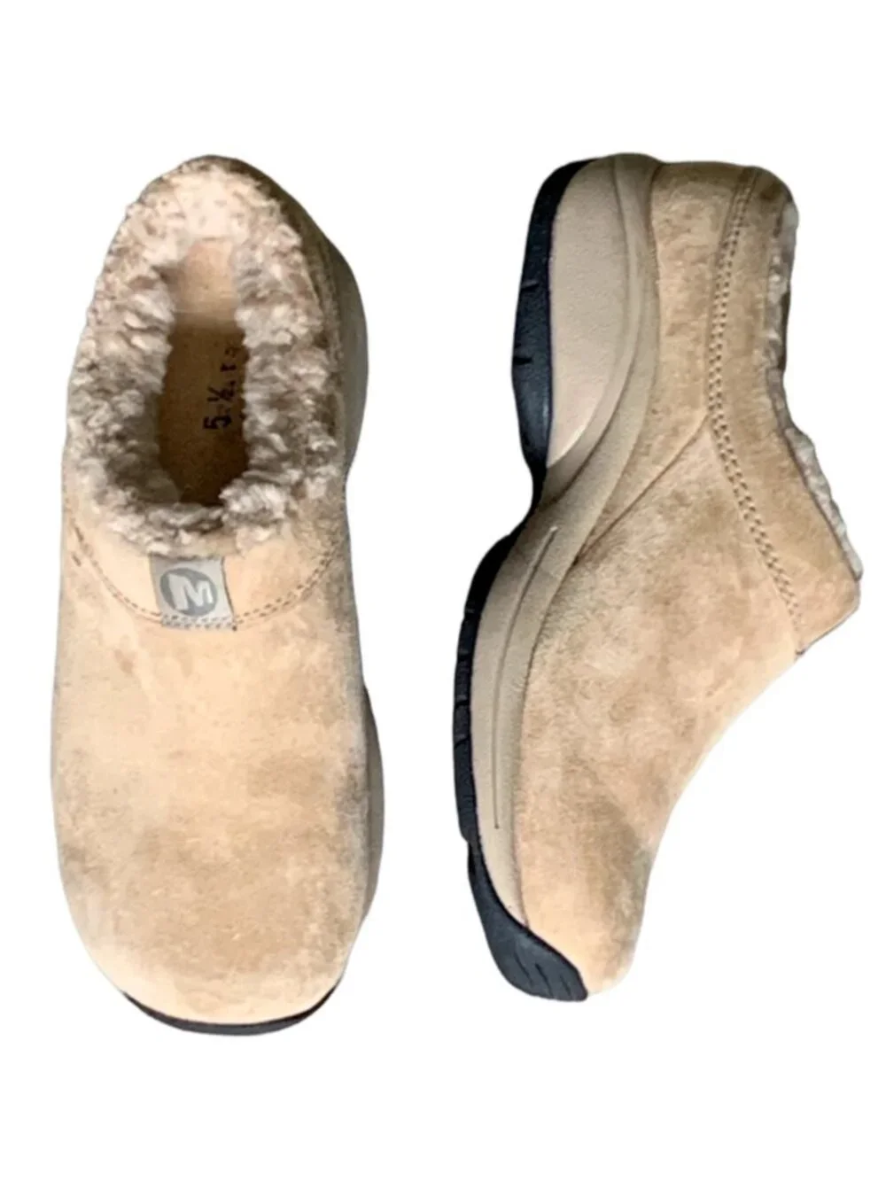 Merrell Primo Chill Slide Beige Suede Upper Wool Fleece Lined w/o Insole 5.5 42D